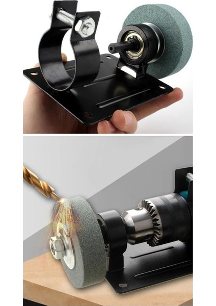 Matkap ile Bıçak Satır Bileme Aparatı ve Bileme Değirmen Taşı Seti Masa Montajlı