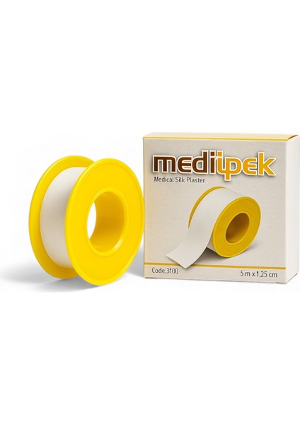 Medipek Tıbbi Ipek Flaster 5m x 5cm Sargı Bezi Hipoalerjenik, Cilt Dostu Medikal Flaster