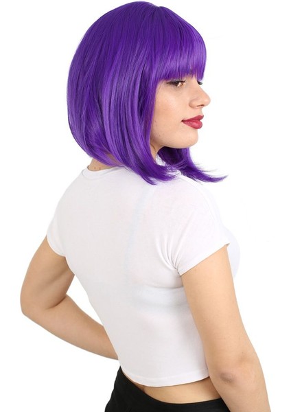 Küt Kahküllü Fiber Sentetik Peruk / Mor fiyatları