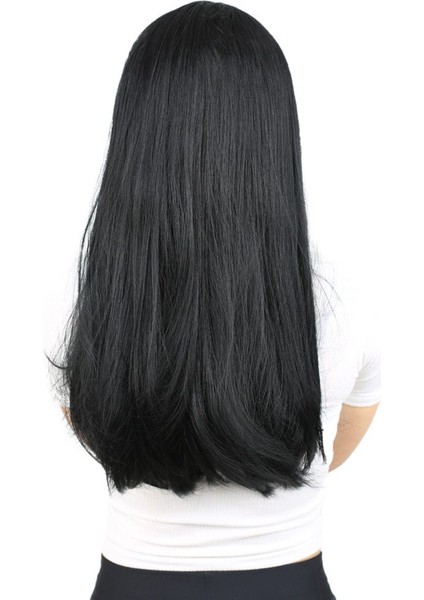 Fiber Sentetik Uzun Düz Peruk / Siyah fırsatları