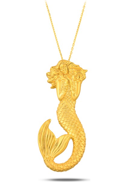 925 Ayar Gümüş 18K Altın Kaplama El Yapımı Denizkızı Kolye – Mermaid fiyatları