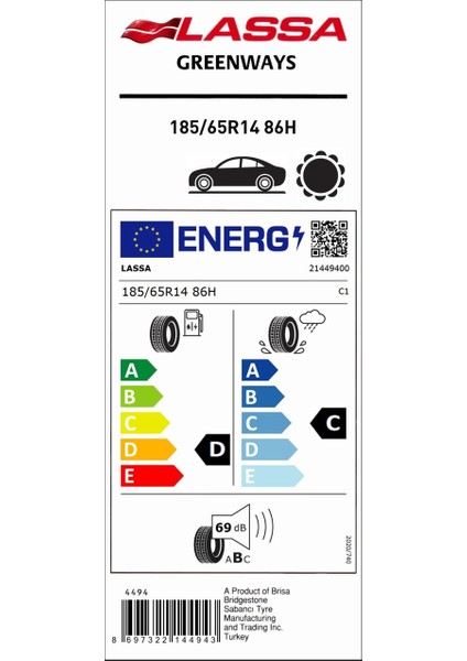 Greenways 185/65R14 86H 2025 Üretim fiyatları
