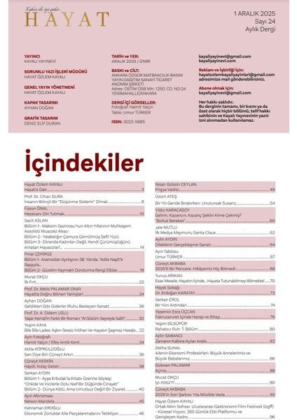Hayat Dergisi- Aralık 2025, Sayı:24 modelleri