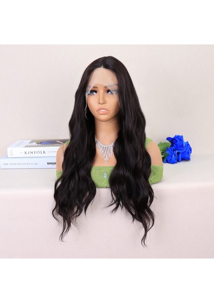 Koyu Kahverengi Su Dalgalı Yoğun Tül Peruk modelleri