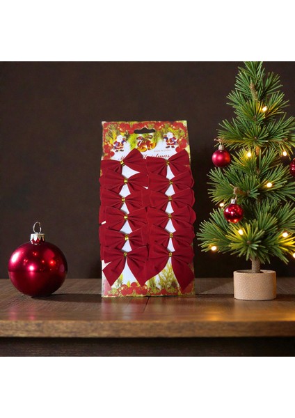 12'li Kırmızı Kurdele Yılbaşı Süsü