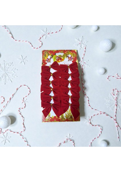 12'li Kırmızı Kurdele Yılbaşı Süsü fiyatları