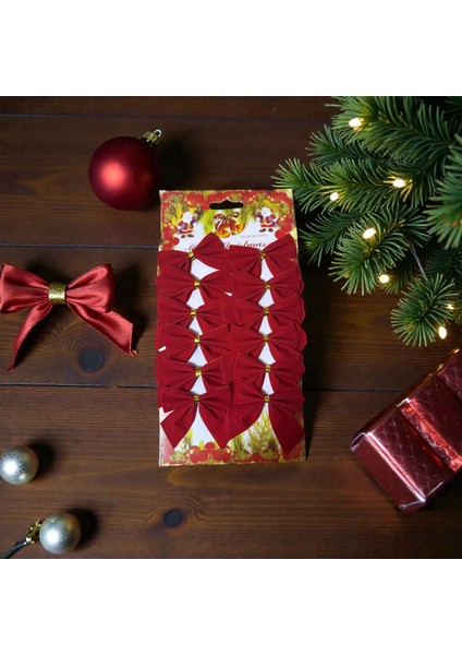 12'li Kırmızı Kurdele Yılbaşı Süsü modelleri