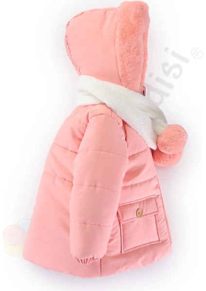 Atkı Kapüşonlu Cepli Içi Peluş Kürklü Fermuarlı Kapitone Kar Şişme Kışlık Kız Bebek Mont Çocuk Kaban modelleri