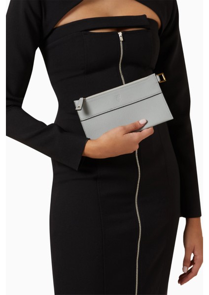 Small Nomad Deri Pouch Gri Kompakt Unisex Clutch fiyatları