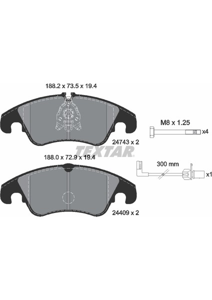 2474301 Ön Balata Fişli Audı A4-A5-A6-A7-Q5 2008 > 8K0698151D-8R0698151-4G0698151D