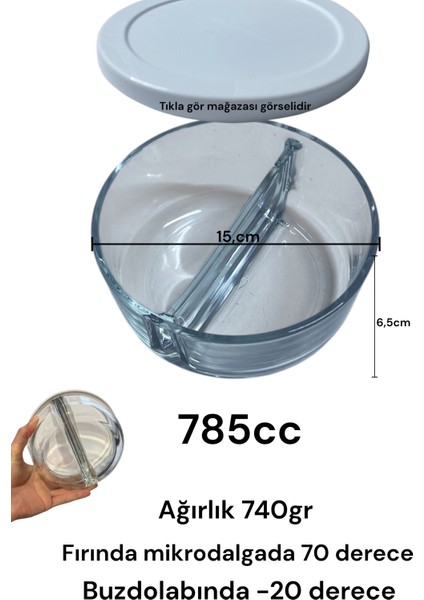 Çift Bölmeli Cam Saklama Kabı 2 Bölmeli Cam Kahvaltılık Kase 785CC 2 Adet modelleri