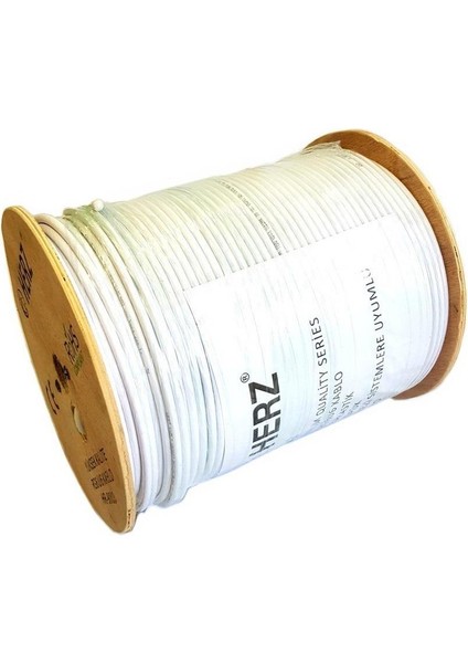 Herz Rg6-U6 Uydu Anten KABLOSU-300 Metre Beyaz