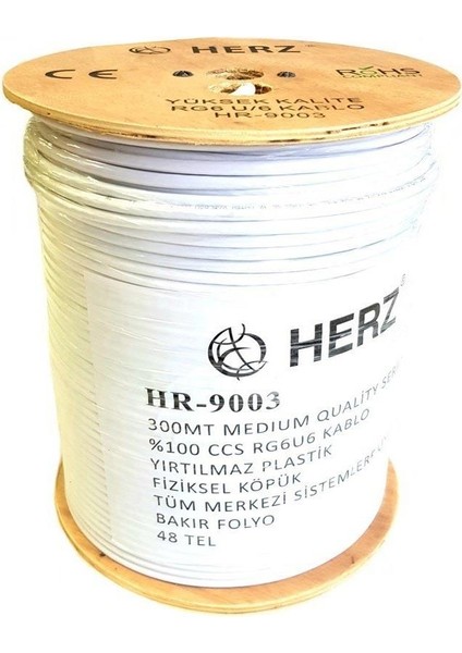 Herz Rg6-U6 Uydu Anten KABLOSU-300 Metre Beyaz fiyatları
