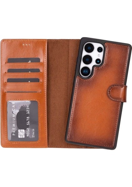 Buğz Samsung Galaxy S25 Ultra Uyumlu, Hakiki Deri, El Yapımı, Cüzdanlı Kılıf, Gölgeli Taba fiyatları