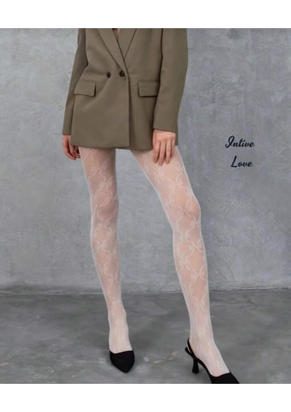 Denise Ribbon Kurdele Desenli File Modern Dantel Görünümlü Külotlu Çorap