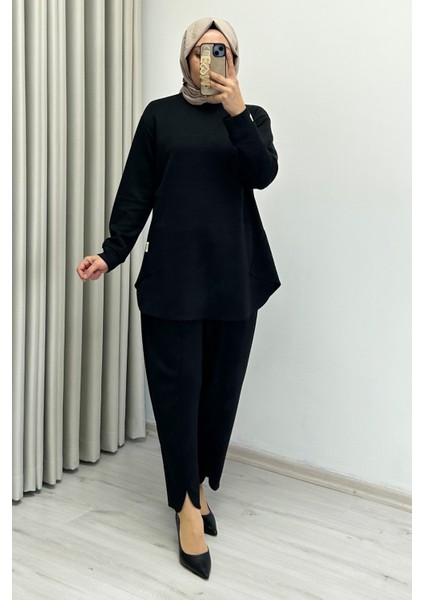 Tripen Yumuşacık Mevsimlik Kumaş Yırtmaç Detaylı Tesettür Kadın Ikili Takım