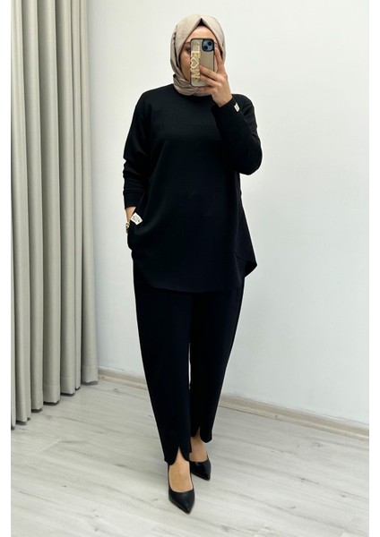 Tripen Yumuşacık Mevsimlik Kumaş Yırtmaç Detaylı Tesettür Kadın Ikili Takım modelleri