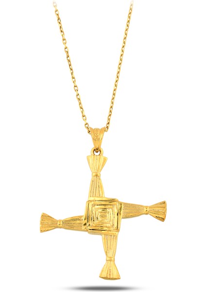 925 Ayar Gümüş 18K Altın Kaplama “Brigid Cross” El Yapımı Kolye modelleri