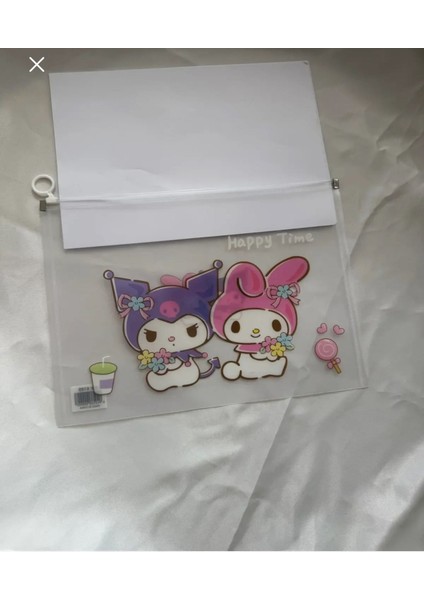Kuromi & My Melody “happy Time” Şeffaf Dosya / Fermuarlı Evrak Çantası modelleri