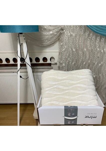 Kalın Emboss Battaniye Tek Kişilik 160X220 Krem fiyatları