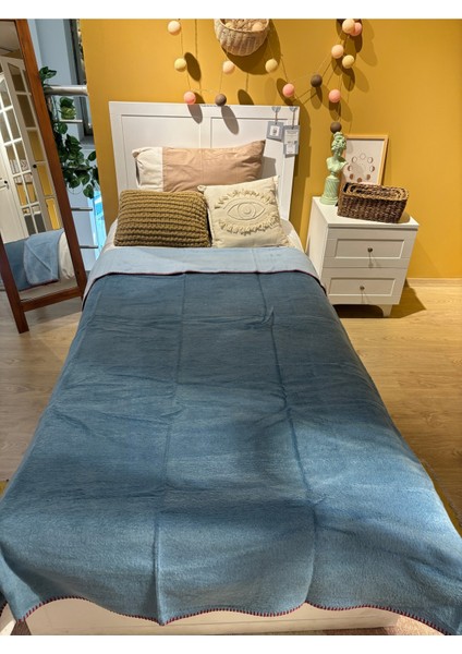 Bohemhouse Çift Taraflı Iki Renk Düz Pamuklu Kalın Yumuşak Battal Boy Battaniye 1350GR 150X200 cm