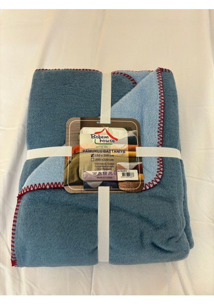 Bohemhouse Çift Taraflı Iki Renk Düz Pamuklu Kalın Yumuşak Battal Boy Battaniye 1350GR 150X200 cm