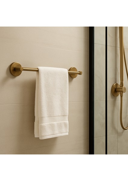 Antik Altın Banyo Havlu Askısı – 60 cm Duvar Tipi Paslanmaz Metal Tek Çubuk Havluluk | Mat Bronz Retro Tasarım