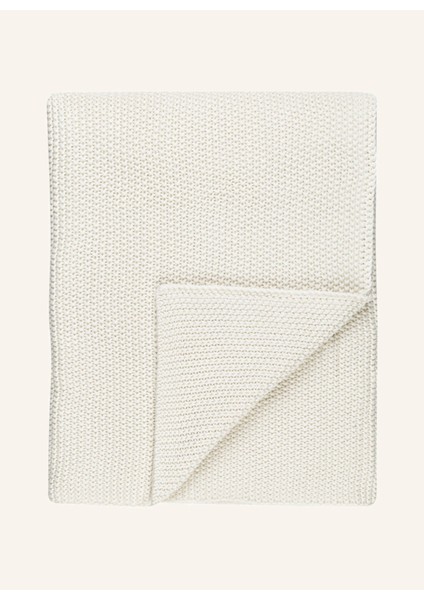 Nordic Knit Pamuk Battaniye 130X170 cm Deri Detaylı Kalın Örgü Tasarım