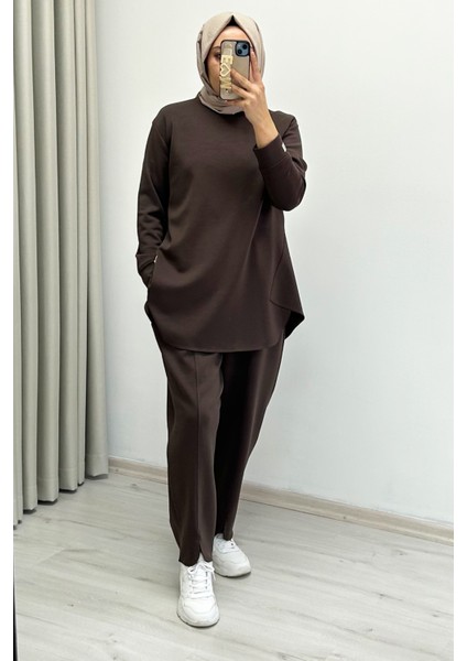 Tripen Yumuşacık Mevsimlik Kumaş Yırtmaç Detaylı Tesettür Kadın Ikili Takım modelleri