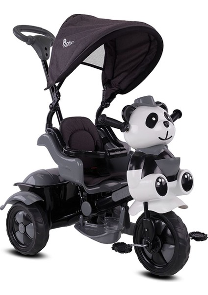 127 Little Panda Ebeveyn Kontrollü Tenteli Müzikli Tricycle Üç Teker Bisiklet-Gri