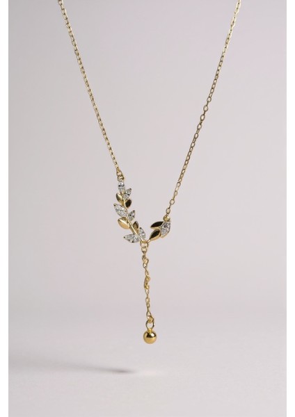 Işıklı Kutuda 925 Ayar Gümüş Sallantılı Başak Kolye Gold Kadın modelleri