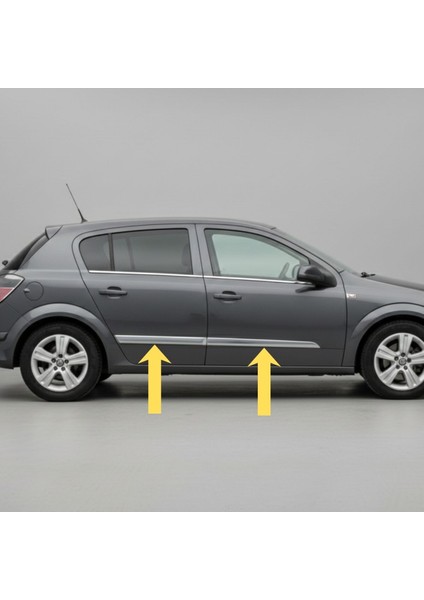 Opel Astra H Hatchback Yan Kapı Çıtası Krom Nikelaj (2004-2008) için Özel Ürün (4 Parça Paslanmaz Çelik) modelleri