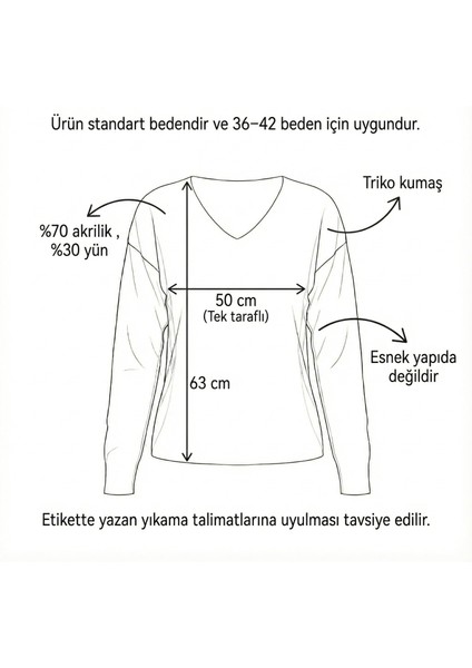 Kadın Siyah Yakası Desenli V Yaka Triko Kazak fırsatları