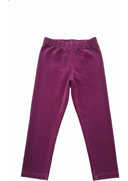 Kız Çocuk Fitilli Kadife Tayt - Lila Rahat Kışlık Esnek Leggings modelleri