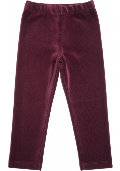 Kız Çocuk Fitilli Kadife Tayt - Bordo Rahat Kışlık Esnek Leggings modelleri