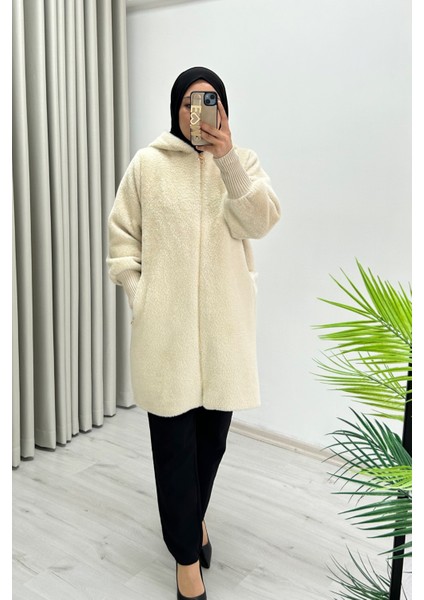 Noshe Premium Kalite Astarlı ve Kapüşonlu Angora Kaban fiyatları