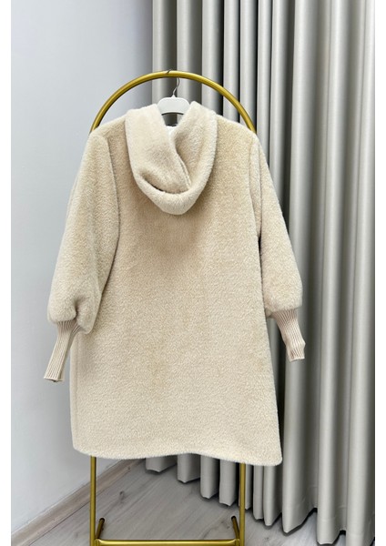 Noshe Premium Kalite Astarlı ve Kapüşonlu Angora Kaban indirimleri