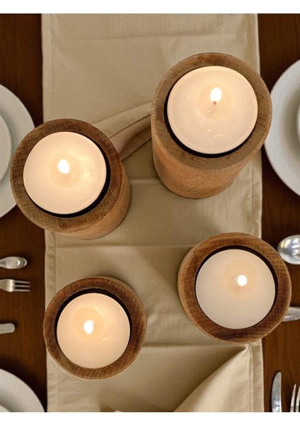 Ahşap Doğal Dekoratif Mumluk 4'lü Silindir Takım fiyatları