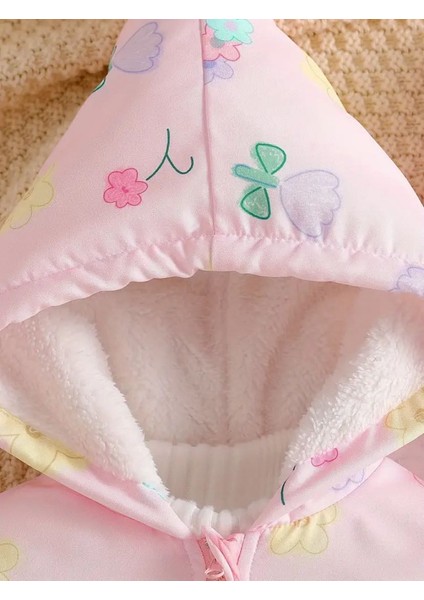 Pembe Çiçek Desenli, Kapüşonlu Ince Kız Çocuk Montu. Peluş Dokulu Iç Kısmı Yumuşaklık Sağlar, Hafif Yapısıyla Bahar ve Serin Havalar Için Ideal. modelleri