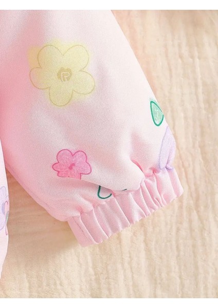 Pembe Çiçek Desenli, Kapüşonlu Ince Kız Çocuk Montu. Peluş Dokulu Iç Kısmı Yumuşaklık Sağlar, Hafif Yapısıyla Bahar ve Serin Havalar Için Ideal. fırsatları