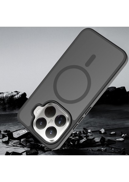 15T Pro Kılıf Sert Pc Arka Yüzey Wireless Şarj Özellikli Zore Flet M-Safe Kapak - Siyah