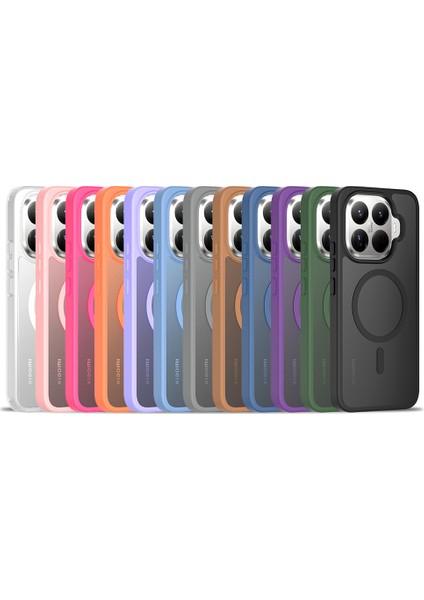 15T Pro Kılıf Sert Pc Arka Yüzey Wireless Şarj Özellikli Zore Flet M-Safe Kapak - Siyah