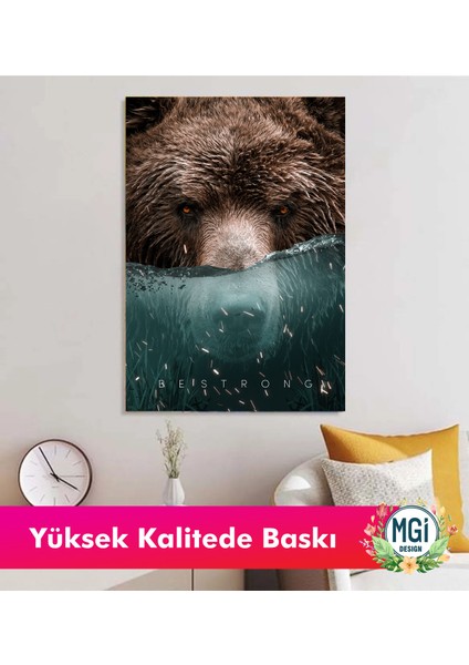 Bestrong Yazılı Ayı Kanvas Tablo – Modern Dekorasyon