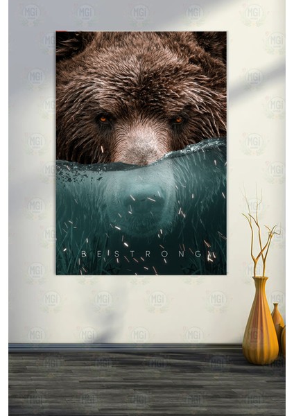 Bestrong Yazılı Ayı Kanvas Tablo – Modern Dekorasyon fırsatları