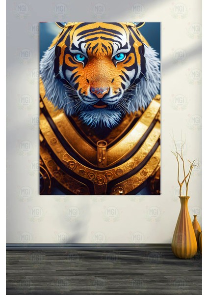 Büyük Boy Modern Dekor Mavi Gözlü Kaplan Zırhlı Kanvas Tablo Salon Duvar Dekoru modelleri