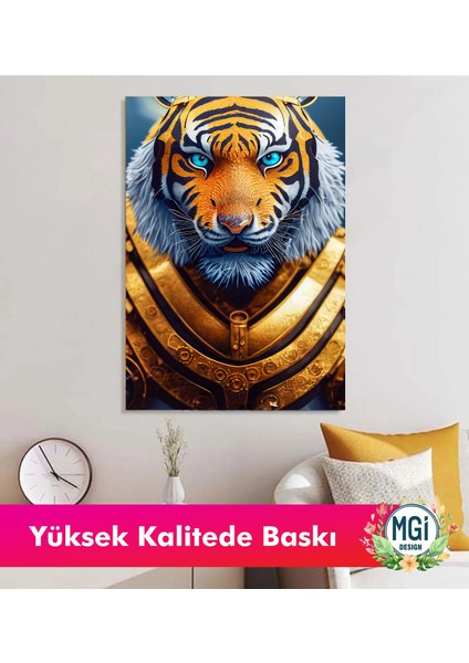 Büyük Boy Modern Dekor Mavi Gözlü Kaplan Zırhlı Kanvas Tablo Salon Duvar Dekoru fırsatları
