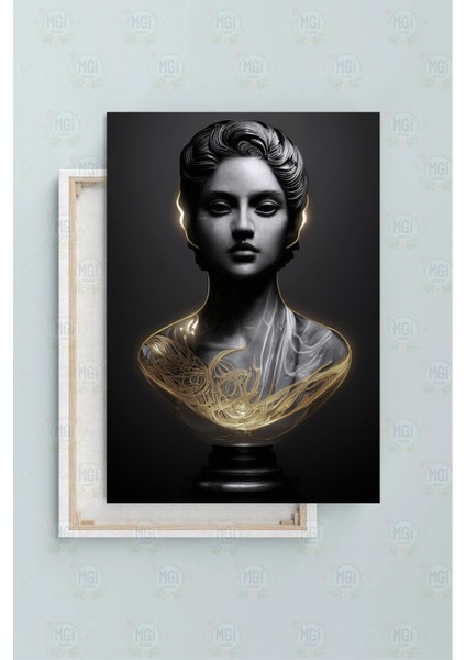 Siyah Altın Antik Kadın Büstü Kanvas Tablo Mermer Görünümlü Modern Sanat Dekoru fiyatları