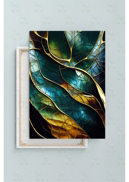 Modern Soyut Altın Damarlı Yeşil Mermer Desen Kanvas Tablo Lüks Salon Dekor fırsatları