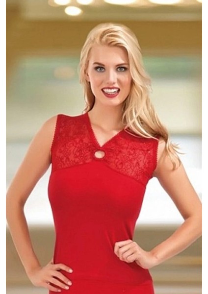 Dantelli Floklu Kravize Kolsuz Modal Kadın Bluz Elestan fiyatları