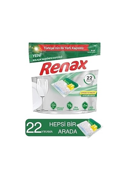 Renax Bulaşık Makinesi Kapsülü Hepsi Bir Arada 22 Li